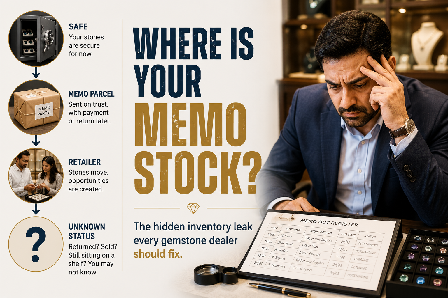 memo tracking for gemstone dealers